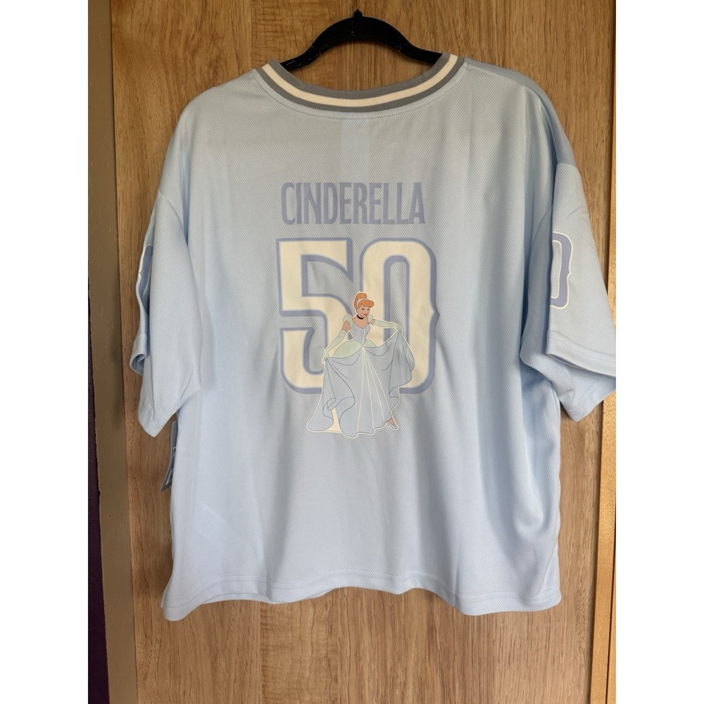 2026 Disney Parks Disneyland Blue Football Cinderella Jersey For Women Size XL